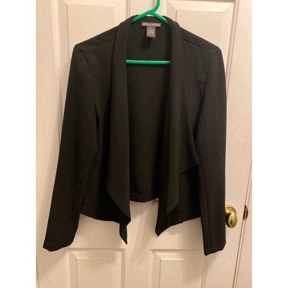 Chelsea & Theodore Women's Size 14 Black Knit Open Front Cardigan Sweater Shawl